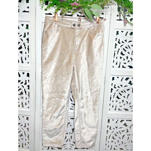 Free People Sweet Jane Women’s Champagne Mid Rise Velvet Jeans Size 31 - Picture 2 of 11